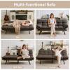 imageAmazon Basics Brown LoveseatConvertible Couch Memory Foam Futon Sofa Bed Modern Sleeper Sofa for Small Compact Living RoomOfficeApartment Linen FabricDark Grey