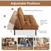 imageAmazon Basics Brown LoveseatConvertible Couch Memory Foam Futon Sofa Bed Modern Sleeper Sofa for Small Compact Living RoomOfficeApartment Linen FabricBrown