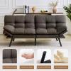 imageAmazon Basics Brown LoveseatConvertible Couch Memory Foam Futon Sofa Bed Modern Sleeper Sofa for Small Compact Living RoomOfficeApartment Linen FabricDark Grey