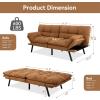 imageAmazon Basics Brown LoveseatConvertible Couch Memory Foam Futon Sofa Bed Modern Sleeper Sofa for Small Compact Living RoomOfficeApartment Linen FabricBrown