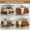 imageAmazon Basics Brown LoveseatConvertible Couch Memory Foam Futon Sofa Bed Modern Sleeper Sofa for Small Compact Living RoomOfficeApartment Linen FabricBrown