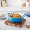 imageAmazon Basics Cast Iron Dutch Oven Pot with Lid Enameled Round Dual Handles HeavyDuty Large 73quart BlueBlue