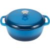 imageAmazon Basics Cast Iron Dutch Oven Pot with Lid Enameled Round Dual Handles HeavyDuty Large 73quart BlueBlue