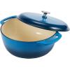 imageAmazon Basics Cast Iron Dutch Oven Pot with Lid Enameled Round Dual Handles HeavyDuty Large 73quart BlueBlue