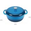 imageAmazon Basics Cast Iron Dutch Oven Pot with Lid Enameled Round Dual Handles HeavyDuty Large 73quart BlueBlue