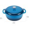 imageAmazon Basics Cast Iron Dutch Oven Pot with Lid Enameled Round Dual Handles HeavyDuty Large 73quart BlueBlue
