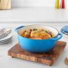 imageAmazon Basics Cast Iron Dutch Oven Pot with Lid Enameled Round Dual Handles HeavyDuty Large 73quart BlueBlue