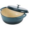 imageAmazon Basics Cast Iron Dutch Oven Pot with Lid Enameled Round Dual Handles HeavyDuty Large 73quart BlueGray