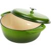 imageAmazon Basics Cast Iron Dutch Oven Pot with Lid Enameled Round Dual Handles HeavyDuty Large 73quart BlueGreen