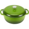imageAmazon Basics Cast Iron Dutch Oven Pot with Lid Enameled Round Dual Handles HeavyDuty Large 73quart BlueGreen