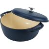 imageAmazon Basics Cast Iron Dutch Oven Pot with Lid Enameled Round Dual Handles HeavyDuty Large 73quart BlueMatte Navy