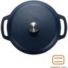 imageAmazon Basics Cast Iron Dutch Oven Pot with Lid Enameled Round Dual Handles HeavyDuty Large 73quart BlueMatte Navy
