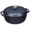imageAmazon Basics Cast Iron Dutch Oven Pot with Lid Enameled Round Dual Handles HeavyDuty Large 73quart BlueMatte Navy