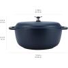 imageAmazon Basics Cast Iron Dutch Oven Pot with Lid Enameled Round Dual Handles HeavyDuty Large 73quart BlueMatte Navy