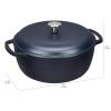 imageAmazon Basics Cast Iron Dutch Oven Pot with Lid Enameled Round Dual Handles HeavyDuty Large 73quart BlueMatte Navy