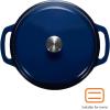 imageAmazon Basics Cast Iron Dutch Oven Pot with Lid Enameled Round Dual Handles HeavyDuty Large 73quart BlueNavy