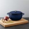 imageAmazon Basics Cast Iron Dutch Oven Pot with Lid Enameled Round Dual Handles HeavyDuty Large 73quart BlueNavy