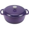 imageAmazon Basics Cast Iron Dutch Oven Pot with Lid Enameled Round Dual Handles HeavyDuty Large 73quart BluePurple