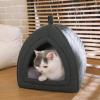 imageAmazon Basics Cat Cave Bed 2in1 Foldable House for Indoor Cats with Washable Cushion and NonSlip Base 15 x 15 Inches SmallS151515