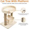 imageAmazon Basics Cat Condo Tower with Hammock Bed and Scratching PostEasy to AssemblePlush HammockInteractive Hanging Ball Durable Sisal Scratch Posts for Indoor Cats 158 x 158 x 197 Inches GrayBeige