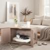imageAmazon Basics Cat Litter Box Enclosure Furniture Wooden Pet House and Hidden Litter Box for Indoor Cats 276quot  197quot 197quot Beige