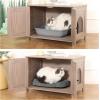 imageAmazon Basics Cat Litter Box Enclosure Furniture Wooden Pet House and Hidden Litter Box for Indoor Cats 276quot  197quot 197quot Beige