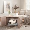 imageAmazon Basics Cat Litter Box Enclosure Furniture Wooden Pet House and Hidden Litter Box for Indoor Cats 276quot  197quot 197quot Beige