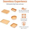 imageAmazon Basics Ceramic Nonstick Baking Sheets and Pans Bakeware Set NonToxic 5Piece Set Copper ColorBrown