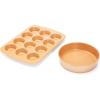 imageAmazon Basics Ceramic Nonstick Baking Sheets and Pans Bakeware Set NonToxic 5Piece Set Copper ColorBrown