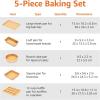 imageAmazon Basics Ceramic Nonstick Baking Sheets and Pans Bakeware Set NonToxic 5Piece Set Copper ColorBrown