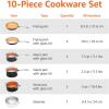 imageAmazon Basics Ceramic Nonstick Pots and Pans Cookware Set Dishwasher ampamp Oven Safe Even Heating 10Piece Set Copper ColorBrown