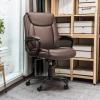 imageAmazon Basics Classic Puresoft PU Padded MidBack Height Adjustable Office Computer Desk Chair with Armrest 26quotD x 2375quotW x 42quotH BlackBrown