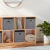 imageAmazon Basics Collapsible Cube Storage Organizer Bins 6Pack 105 x 105 x 11 inches Light GreyLight Grey