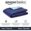 imageAmazon Basics Comforter Blanket TwinTwin XL Reversible Lightweight Microfiber All Season Blanket BlackGreyNavy  Sky Blue
