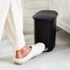 imageAmazon Basics Compact Plastic Bathroom Trash Can with Hands Free Foot Pedal Quiet Close StepOn 6 Liters Black Lid IncludedBlack