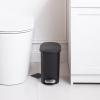 imageAmazon Basics Compact Plastic Bathroom Trash Can with Hands Free Foot Pedal Quiet Close StepOn 6 Liters Black Lid IncludedBlack