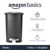 imageAmazon Basics Compact Plastic Bathroom Trash Can with Hands Free Foot Pedal Quiet Close StepOn 6 Liters Black Lid IncludedBlack