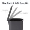 imageAmazon Basics Compact Plastic Bathroom Trash Can with Hands Free Foot Pedal Quiet Close StepOn 6 Liters Black Lid IncludedBlack