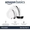 imageAmazon Basics Dinnerware Set Microwave and Dishwasher Safe Service for 6 18Piece Complete Kitchen Plates Dishes Bowls White Porcelain CoupeSwirl