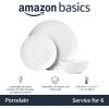 imageAmazon Basics Dinnerware Set Microwave and Dishwasher Safe Service for 6 18Piece Complete Kitchen Plates Dishes Bowls White Porcelain CoupeWhite Porcelain Coupe