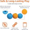 imageAmazon Basics Dog Toys Interactive Assorted Rubber Balls Pack of 3 25 inch Blue Beige OrangeFetch Balls Pack of 3