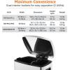 imageAmazon Basics Dual Compartment Recycling Trash Can with SoftClose Lid and Removable Liner Buckets 60 Liters Rectangular Grey Silver60 litre