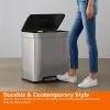 imageAmazon Basics Dual Compartment Recycling Trash Can with SoftClose Lid and Removable Liner Buckets 60 Liters Rectangular Grey Silver60 litre