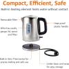 imageAmazon Basics Electric Stainless Steel Kettle for Tea and Coffee BPAFree Fast Boiling Auto ShutOff 11 Quarts 1500W Black and Silver