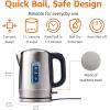 imageAmazon Basics Electric Stainless Steel Kettle for Tea and Coffee BPAFree Fast Boiling Auto ShutOff 11 Quarts 1500W Black and Silver