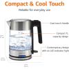 imageAmazon Basics Electric Stainless Steel Kettle for Tea and Coffee BPAFree Fast Boiling Auto ShutOff 18 Quarts 1500W Black and SilverGlass Carafe