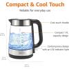 imageAmazon Basics Electric Stainless Steel Kettle for Tea and Coffee BPAFree Fast Boiling Auto ShutOff 18 Quarts 1500W Black and SilverGlass Carafe