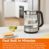 imageAmazon Basics Electric Stainless Steel Kettle for Tea and Coffee BPAFree Fast Boiling Auto ShutOff 18 Quarts 1500W Black and SilverGlass Carafe