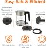 imageAmazon Basics Electric Stainless Steel Kettle for Tea and Coffee BPAFree Fast Boiling Auto ShutOff 18 Quarts 1500W Black and SilverGlass Carafe