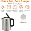 imageAmazon Basics Electric Stainless Steel Kettle for Tea and Coffee BPAFree Fast Boiling Auto ShutOff 18 Quarts 1500W Black and SilverStainless Steel